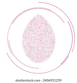 The oval symbol filled with pink dots. Pointillism style. Vector illustration on white background