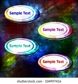 Oval text frames with patches of light for speech and thought bubbles on bright shiny background
