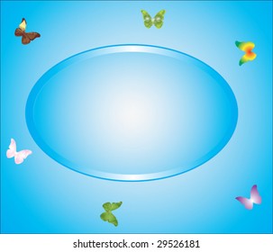 Oval text space on a gradient background with butterflies