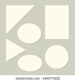 Oval, Triangle, Circle, Square Postal Stickers. Unusually Blank Postage Stamps Frames Set