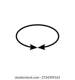 Seta oval de dois lados. Seta em semicírculo duplo. Ilustração vetorial. Seta curva fina longa semicircular com duas pontas.