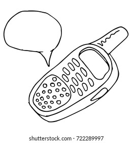 Oval Two Way Radio with buttons. A radio station with an empty message cloud. vector illustration.