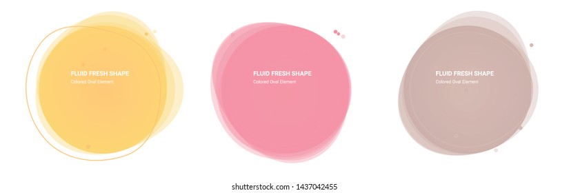 Oval Vector Shape Abstract Background Design Element for Banner, Sticker. Round Design Graphic Elements with Wavy Fresh Organic Circular Shape in Goldenrod, Mauvelous, Clam Shell Colors