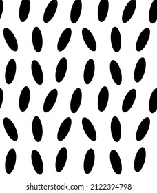 Oval vertical point black color. Vector seamless pattern.