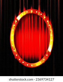 Oval vintage frame on red background. Vector illustration