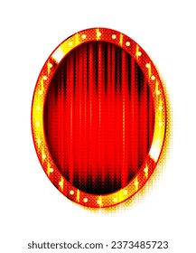 Oval vintage frame on red background. Vector illustration