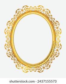 Oval vintage gold frame on white