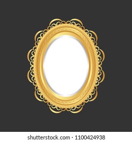 Oval vintage gold frame vector illustration