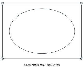 Oval vintage photo frame border vector 