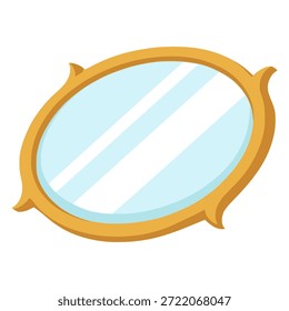oval wall mirror decorative flat color vector illustration template design