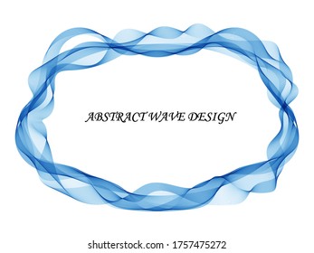 Oval wave blue frame, vector background.
