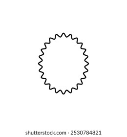 Oval wavy frame. Black and white vector illustration.