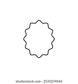Oval wavy frame. Black and white vector illustration.	
