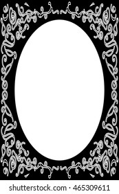Oval white frame on black