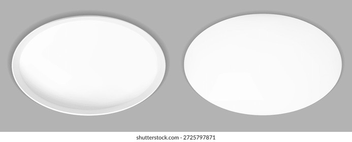 Maqueta de caja superior blanca ovalada. Paquete de regalo abierto 3D sobre la vista interior para regalo de cumpleaños con maquillaje o cosméticos. Diseño de tapa de cartón para contenedor de cartón de misterio corporativo realista Vector png.