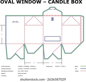 Oval window candle box die-cut template printable design