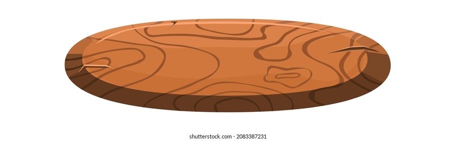 Oval wood button. Web tablet for game app, vector illustration isolated on white background