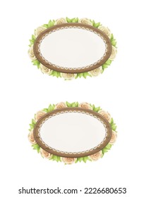 oval wooden frame with lace and flowers