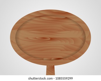 Oval wooden sign. Vector illustration
