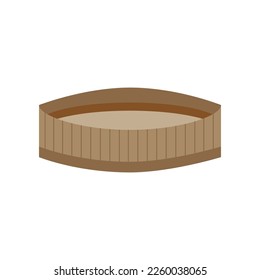 Oval wooden tray for dish vector illustration. Cartoon drawing of kitchen, restaurant or cafeteria salver of oval shape, empty plate in wood isolated on white background. Kitchenware concept