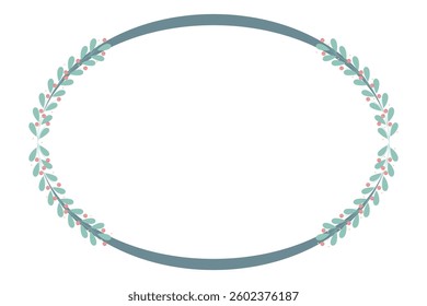 Oval Wreath Frame With Green Leaf Decoration