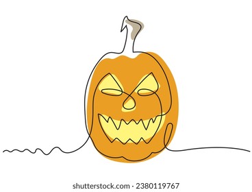 Oval yellow vector pumpkin with evil face for Halloween