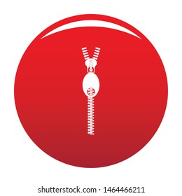 Oval zip icon. Simple illustration of oval zip vector icon for any design red