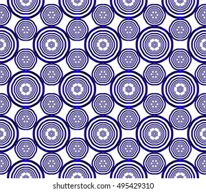 ovals and circles. seamless vector image. blue gradient