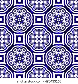 ovals and circles. seamless vector image. blue gradient