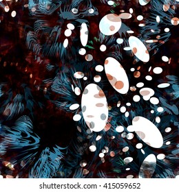 Ovals and shapeless spots. Like the bubbles and the fibers. Abstract seamless vector pattern.