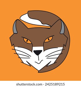 Oval-shaped, cartoon fox illustration, ideal for children's books, branding, and marketing projects