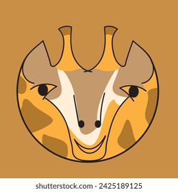 Oval-shaped, cartoon giraffe illustration, ideal for children's books, branding, and marketing projects