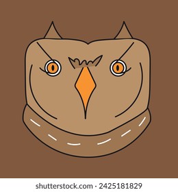 Oval-shaped, pink cartoon owl illustration, ideal for children's books, branding, and marketing projects