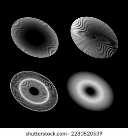 An oval-shaped vector illustration featuring a series of black and white lines, ideal for creating logos, designs, or emblems with a technological aesthetic in graphic design.