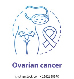 Ovarian cancer blue gradient concept icon. Oncological disease idea thin line illustration. Women healthcare, reproductive system. Oncology, gynecology. Vector isolated outline drawing