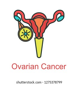 ovarian cancer icon flat color