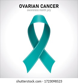 Ovarian Cancer, Teal Color Ribbon Vector