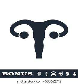Ovaries icon flat. Black pictogram on white background. Vector illustration symbol and bonus button