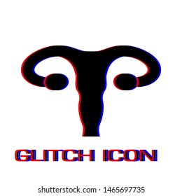 Ovaries icon flat. Simple pictogram - Glitch effect. Vector illustration symbol