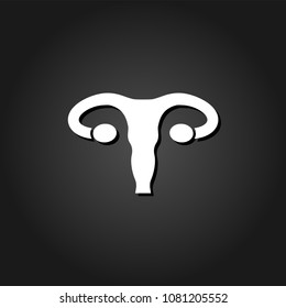 Ovaries icon flat. Simple White pictogram on black background with shadow. Vector illustration symbol