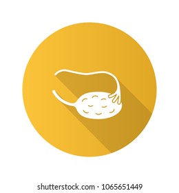 Ovary and fallopian tube flat design long shadow glyph icon. Female reproductive system. Vector silhouette illustration