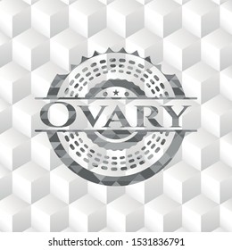 Ovary grey emblem. Retro with geometric cube white background