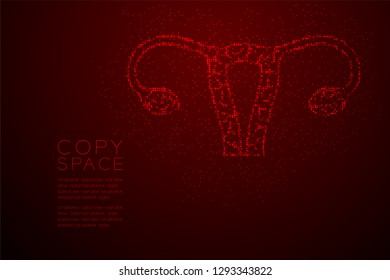 Ovary and uterus shape Abstract Geometric Bokeh light circle dot pixel pattern; Medical Science Organ concept design red color illustration isolated on red gradient background with space; vector