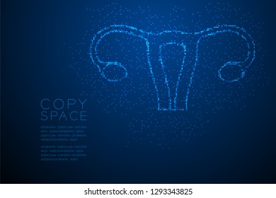 Ovary and uterus shape Abstract Geometric Bokeh light circle dot pixel pattern; Medical Science Organ concept design blue color illustration isolated on blue gradient background with space; vector