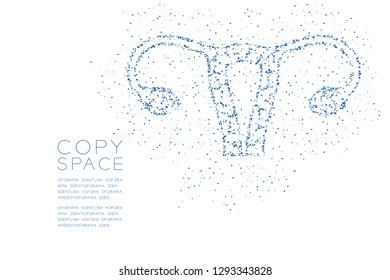Ovary and uterus shape Abstract Geometric polygon square box and Triangle pattern, Medical Science Organ concept design blue color illustration isolated on white background with copy space, vector