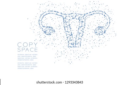Ovary and uterus shape Abstract Geometric Square box pixel pattern, Medical Science Organ concept design blue color illustration isolated on white background with copy space, vector eps 10