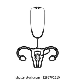 Ovary and uterus shape made from Stethoscope cable black color and Medical Science Organ concept design illustration isolated on white background, with copy space vector eps 10