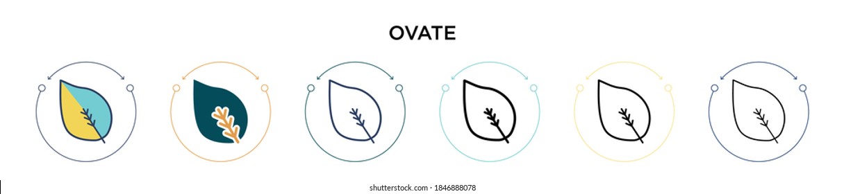 Ovate icon in filled, thin line, outline and stroke style. Vector illustration of two colored and black ovate vector icons designs can be used for mobile, ui, web
