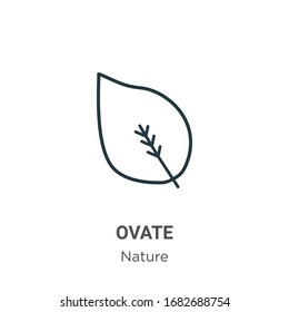 Ovate outline vector icon. Thin line black ovate icon, flat vector simple element illustration from editable nature concept isolated stroke on white background