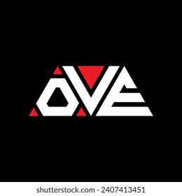 OVE triangle letter logo design with triangle shape. OVE triangle logo design monogram. OVE triangle vector logo template with red color. OVE triangular logo Simple, Elegant, and Luxurious design.